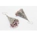 Earrings jhumki silver 925 sterling dangle engraved onyx pearl beads stone B 909